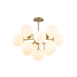 Shine Lustre Opal Glass Bubble Sputnik Semi Flush Chandelier