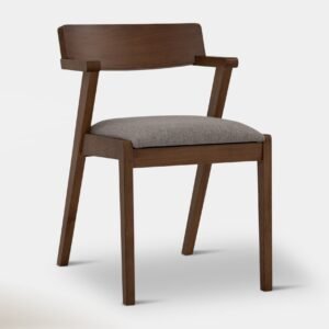 Zola Dining Chair - Light Grey & Walnut