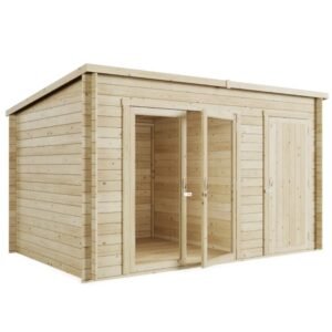 BillyOh Tianna 14x8 ft Log Cabin Summer House with Side Shed Store