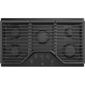 GE - 36 in. Wide 5 Burner Built-In Gas Cooktop with Dishwasher-Safe Grates - Black