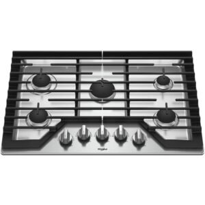 Whirlpool - 30 in. Wide 5 burners Gas Cooktop - Stainless Steel