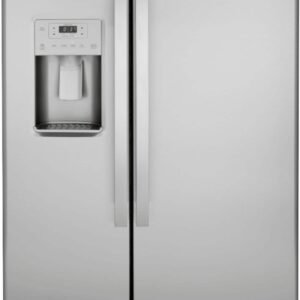 GE - 36 in. Wide 25.1 Cu. Ft. Side-By-Side Refrigerator with External Ice & Water Dispenser - Stainless Steel