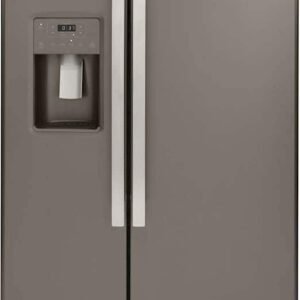 GE - 36 in. Wide 21.8 Cu. Ft. Side-by-Side Counter-Depth Refrigerator with Fresh-Food Multilevel Drawers - Slate