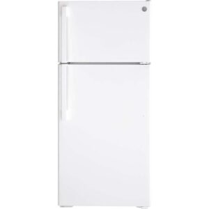 GE - 28 in. Wide 16.6 Cu. Ft. Top-Freezer Refrigerator with Edge-to-Edge Glass Shelves - White