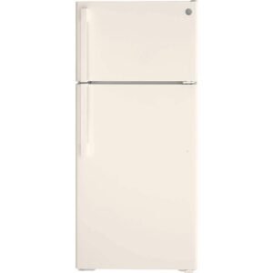 GE - 28 in. Wide 16.6 Cu. Ft. Top-Freezer Refrigerator with LED Interior Lighting - Bisque