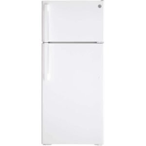 GE - 28 in. Wide 17.5 Cu. Ft. Top-Freezer Refrigerator with Edge-to-Edge Glass Shelves - White