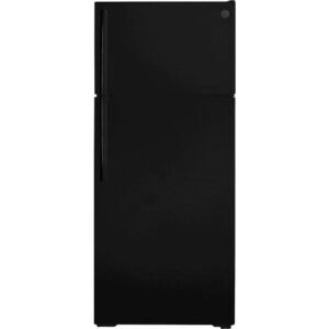 GE - 28 in. Wide 17.5 Cu. Ft. Top-Freezer Refrigerator with Edge-to-Edge Glass Shelves - Black