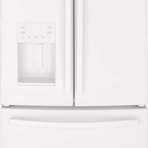 GE - 36 in. Wide 25.6 Cu. Ft. French Door Refrigerator with Space-Saving Ice Maker - High Gloss White