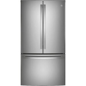 GE - 36 in. Wide 28.7 Cu. Ft. French Door Refrigerator with LED Lighting - Stainless Steel