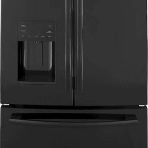 GE - 36 in. Wide 25.6 Cu. Ft. French Door Smart Refrigerator with Space Saving Ice Maker - High Gloss Black