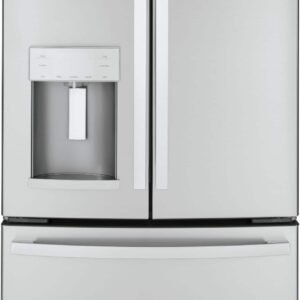 GE - 36 in. Wide 22.1 Cu. Ft. French Door Counter-Depth Refrigerator with Space Saving Ice Maker - Stainless Steel