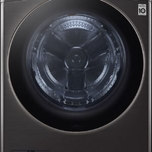 LG - 4.5 Cu. Ft. High-Efficiency Stackable Smart Front Load Washer with Steam and Built-In Intelligence - Black Steel