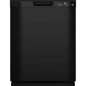 GE - 24" Front Control Built-In Plastic Tub Dishwasher with Steam + Sanitization and 52 dBA - Black