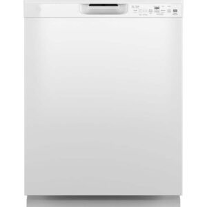 GE - 24" Front Control Built-In Plastic Tub Dishwasher with Steam + Sanitization and 52 dBA - White