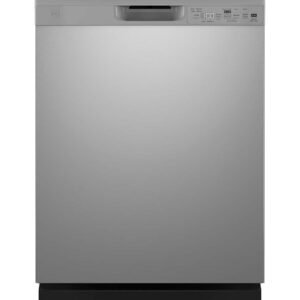 GE - 24" Front Control Built-In Plastic Tub Dishwasher with Steam + Sanitization and 52 dBA - Stainless Steel