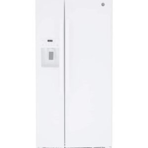 GE - 33 in. Wide 23.2 Cu. Ft. Side-by-Side Refrigerator with External Ice & Water Dispenser - High Gloss White