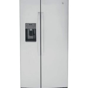 GE - 36 in. Wide 25.3 Cu. Ft. Side-by-Side Refrigerator with External Ice & Water Dispenser - Stainless Steel