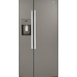 GE - 33 in. Wide 23.0 Cu. Ft. Side-by-Side Refrigerator with External Ice & Water Dispenser - Slate