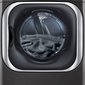 LG - 9.0 Cu. Ft. Stackable Smart Gas Dryer with Steam and Built-In Intelligence - Black Steel