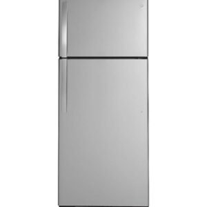 GE - 28 in. Wide 17.5 Cu. Ft. Top-Freezer Refrigerator with Edge-to-Edge Glass Shelves - Stainless Steel