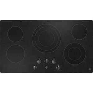 GE - 36 in. Wide 5 Element Electric Built-In Cooktop with Easy Clean Surface - Black