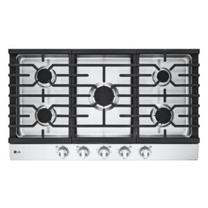 LG - 36-in Wide Built-In Gas Cooktop with 5 Burners and EasyClean - Stainless Steel