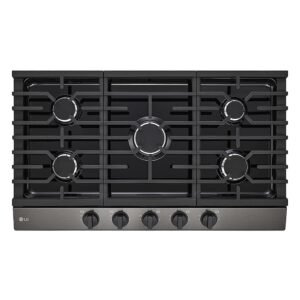 LG - 36-in Wide Built-In Gas Cooktop with 5 Burners and EasyClean - Black Stainless Steel