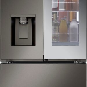 LG - 36-in Wide Counter-Depth MAX 25.5 Cu. Ft. French Door-in-Door Smart Refrigerator with Mirror InstaView - Black Stainless Steel