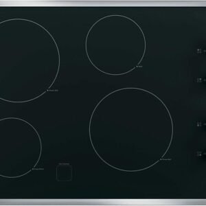GE - 30 in. Wide 4 Element Built-In Electric Cooktop with 2 Power Boil Elements - Stainless Steel on Black