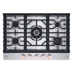 LG - STUDIO 30” Built-In Smart Gas Cooktop with 5 Burners and Griddle - Essence White