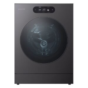 LG - SIGNATURE 5.8 Cu. Ft. High-Efficiency Stackable Smart Front Load Washer with Steam and ezDispense - Brushed Black Steel