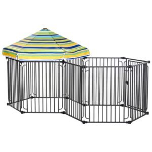 Dog Playpen with Door & Removable Cover for Small & Most Medium Sized Dogs Indoor & Outdoor Use, 47" H
