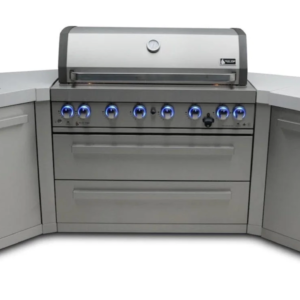 Mont Alpi 805 Island with Two 45 Degree Corners 6-Burner Grill Stainless Steel